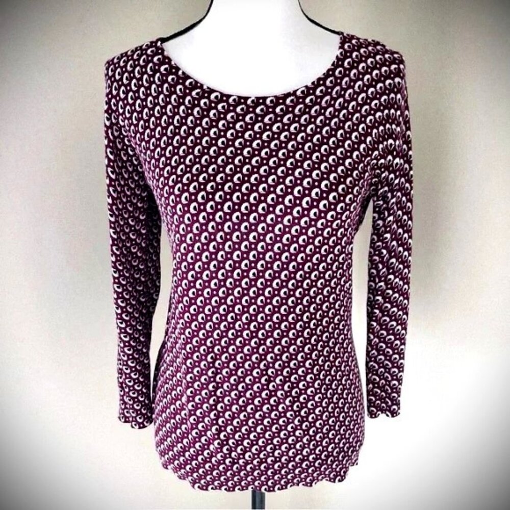 Ann Taylor LOFT Lightweight Print Casual Sweater with Back Buttons Size Large
